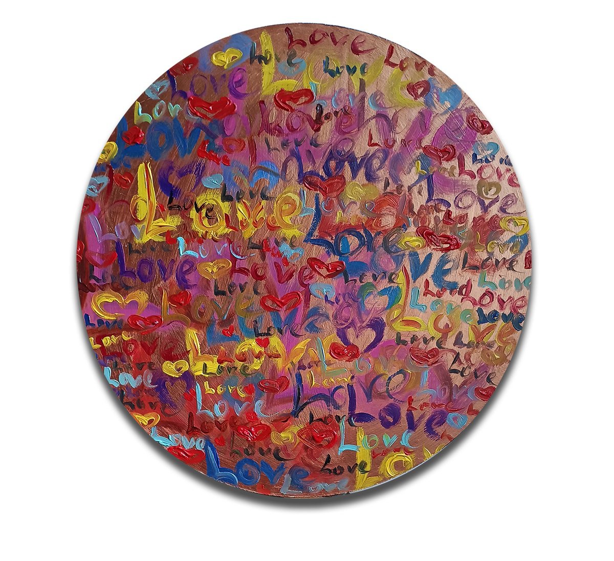 Declaration of love - love, for lovers, gift for lovers, text, word, oil painting, round f... by Anastasia Kozorez