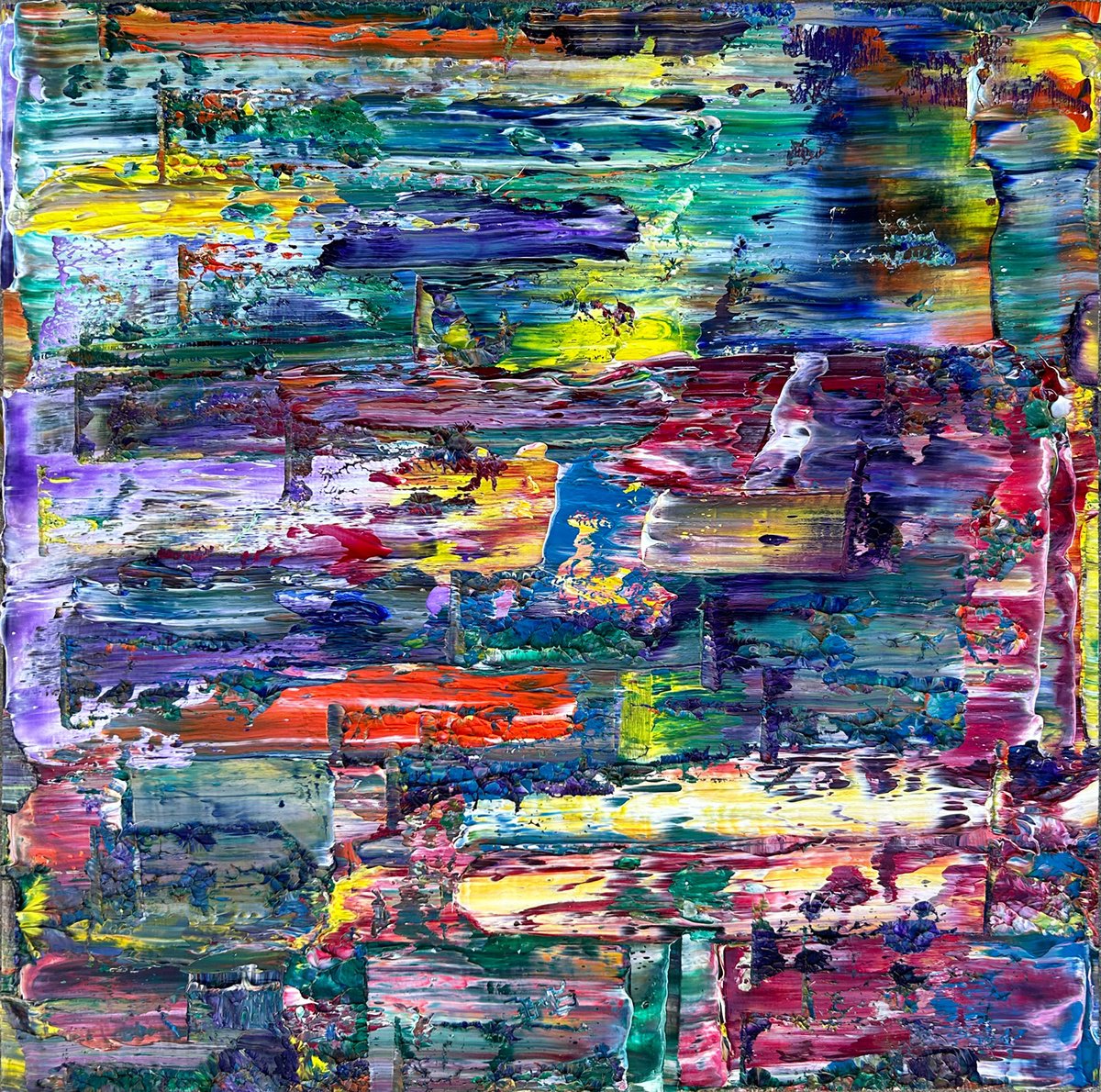 Expressive Abstract Oil Painting By Preston M. Smith (Pms), 24 X 24", "Wtf?", Original Artwork