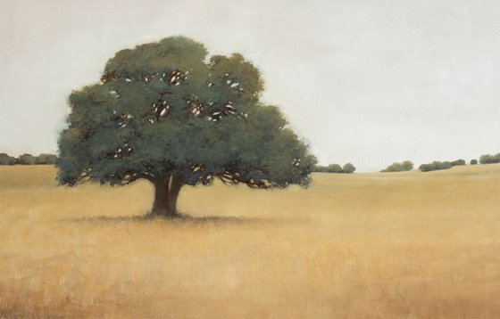 Summer Oak Tree 220501, earth tones tonal landscape with trees