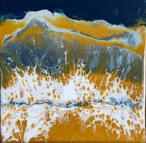 Ochre and Silver with Blues Resin by Hannah  Bruce