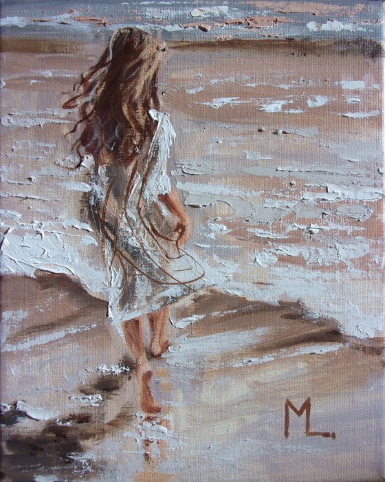 " SEASHORE ... " SUN SKY SEA SAND liGHt  ORIGINAL OIL PAINTING, GIFT, PALETTE KNIFE