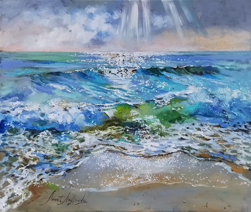 Sea oil painting, Seascape canvas art by Annet Loginova