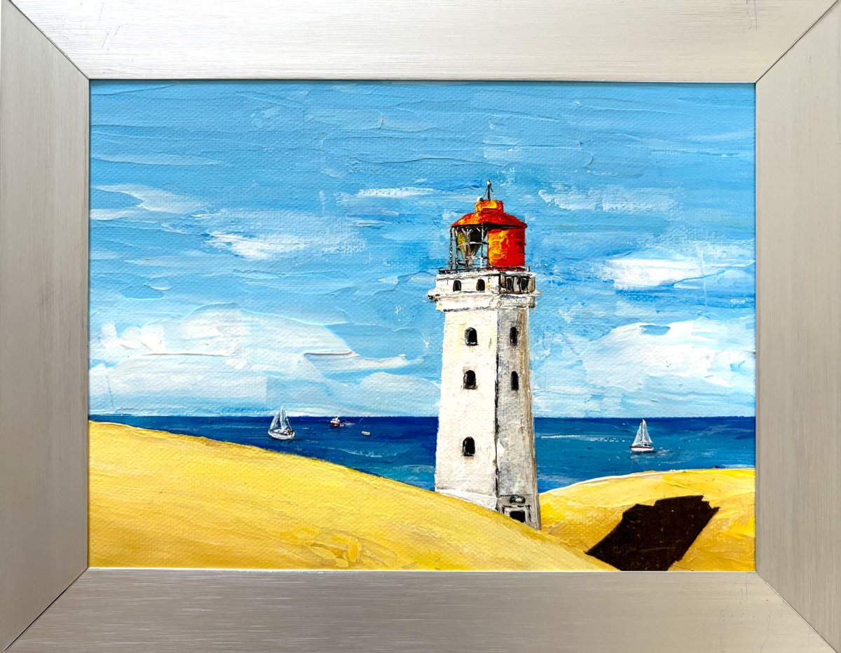 Impressionistic Still Life Acrylic Painting By Lena Smirnova, 11 X 9", Lighthouse #25, Original Artwork