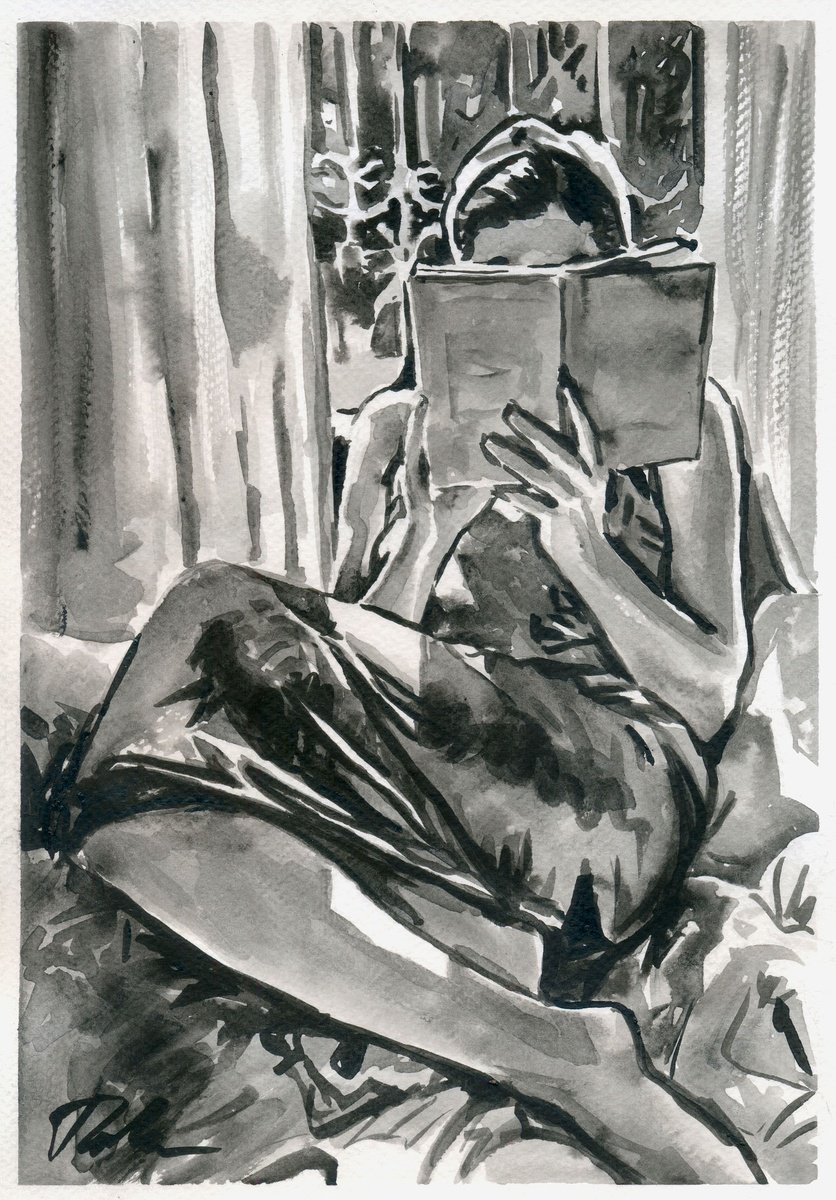 Urban And Pop Portrait Ink Drawing By Tashe, 8 X 12", One More Interesting Book, Original Artwork