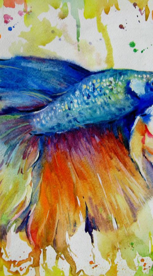 Fish on abstract background (2016) by Vladimir Lutsevich