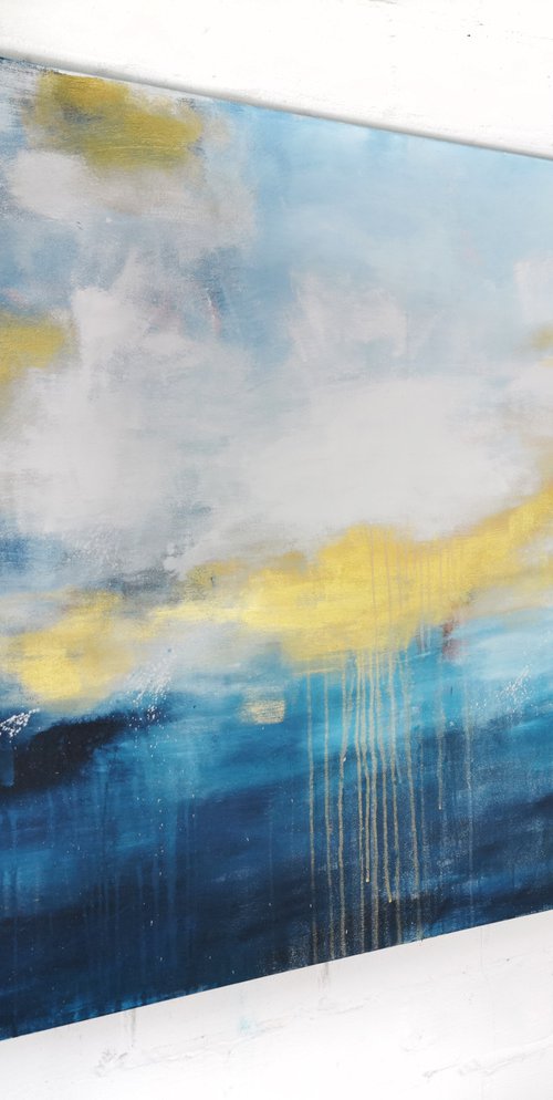 FLOATING GOLD #4 - Large abstract Seascape by Stefanie Rogge
