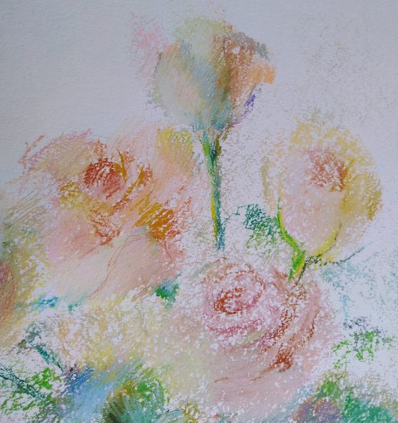 Roses. Original pastel drawing.