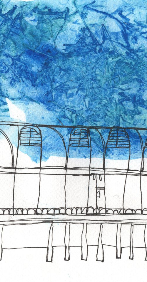 Blue Penarth Pavilion Continuous Line by Steve John