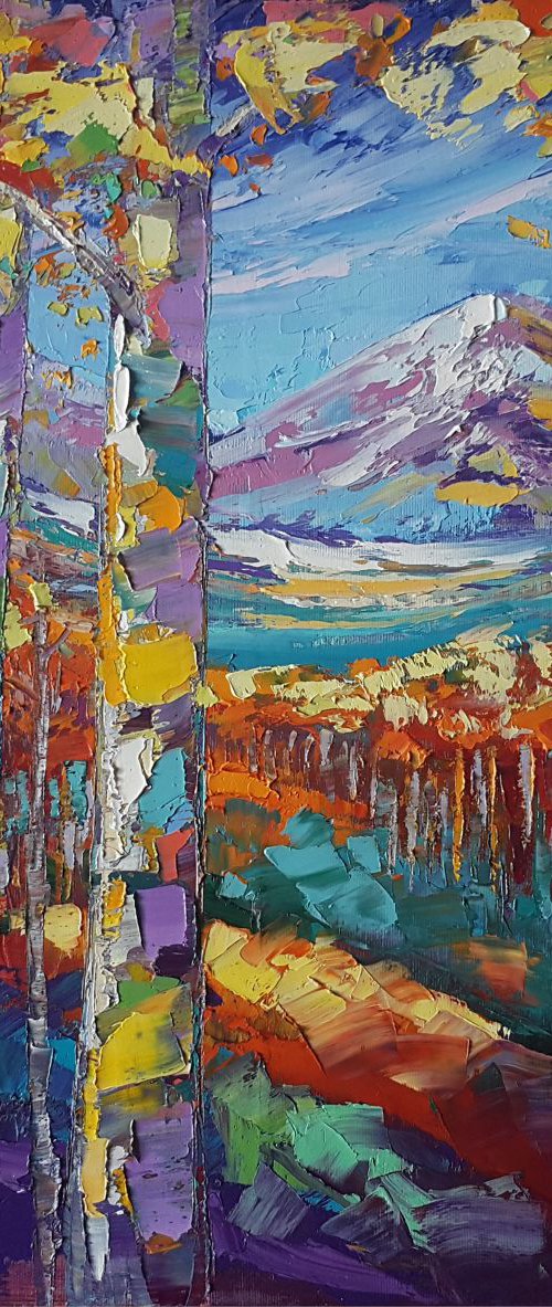 Landscape with birches by Mary Voloshyna