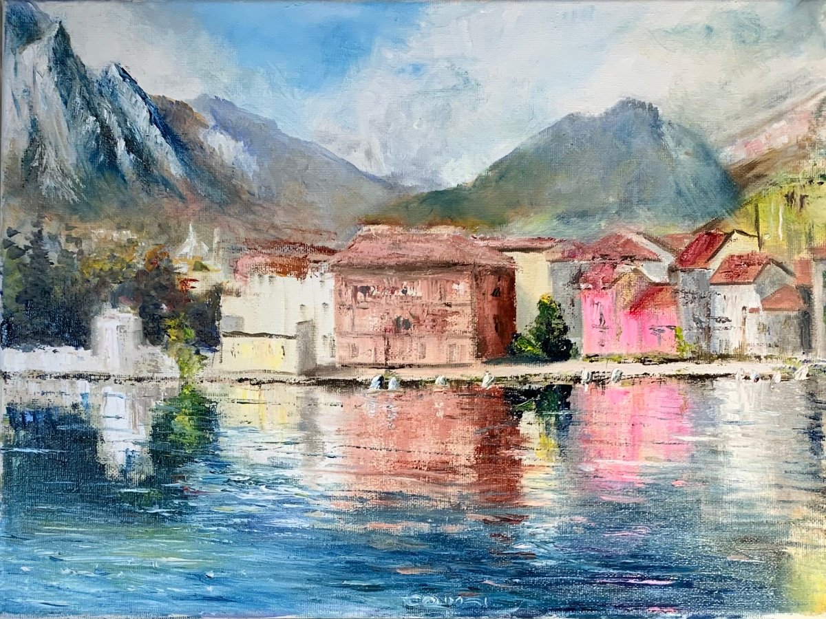 Impressionistic Landscape Oil Painting By Gianfranco Combi, 16 X 12, Pescarenico, Original Artwork
