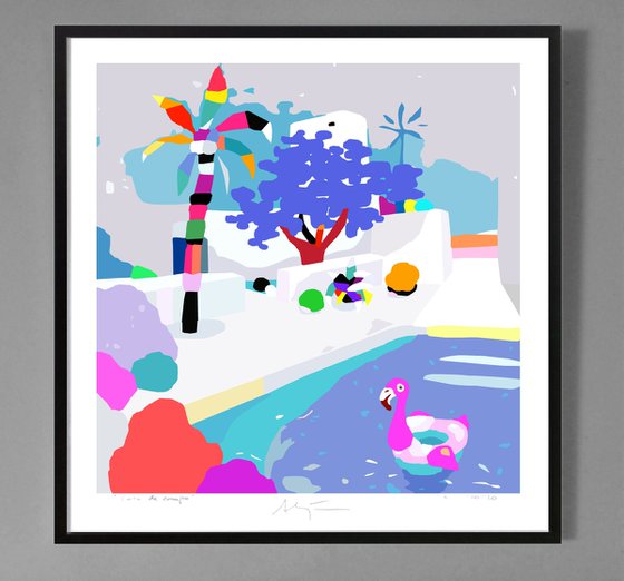 Flamingo´s house (pop art, seascape)