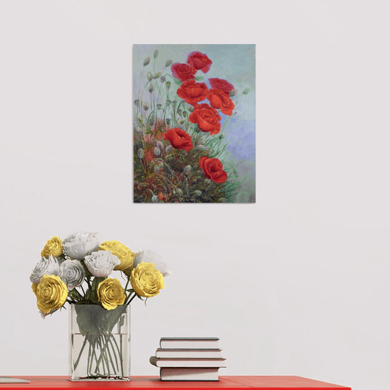 Poppies with wild flowers.