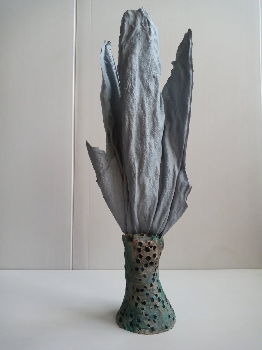 Botanical Clay Sculpture By Rossitza Trendafilova, 3 X 10", "Sansevieria", Original Artwork