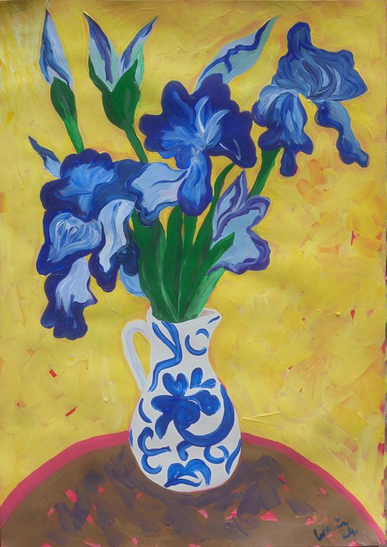 Irises in Chinese Vase 2