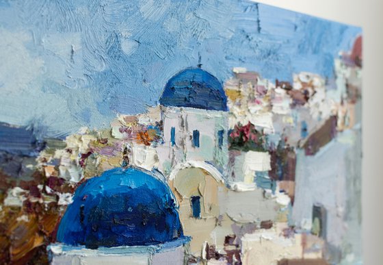 Santorini, Greece seascape - Original oil impasto landscape painting