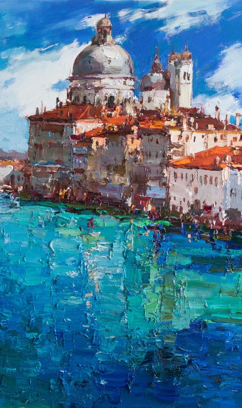 Venice Italy  - Italian impasto Landscape painting by Anastasiia Valiulina