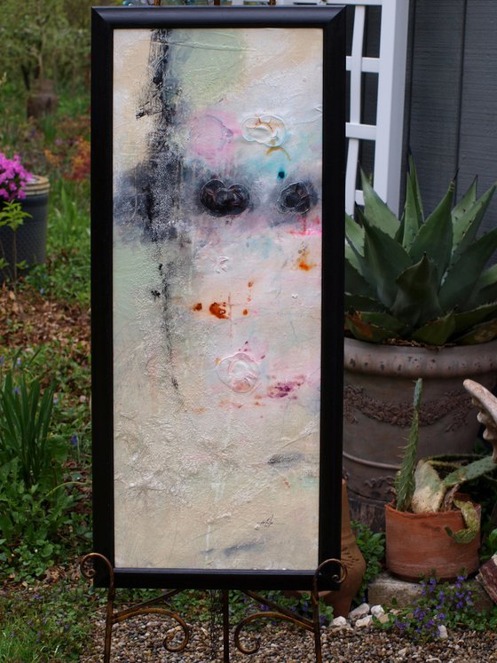 Wandering Thoughts - Large Framed Textural Abstract Painting  by Kathy Morton Stanion