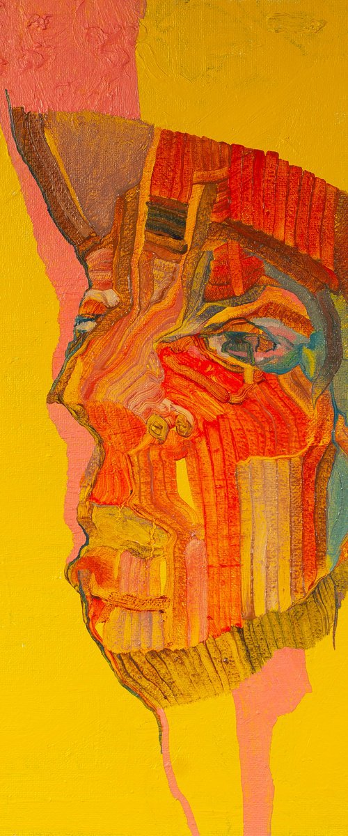 Face on yellow by Olga Chertova