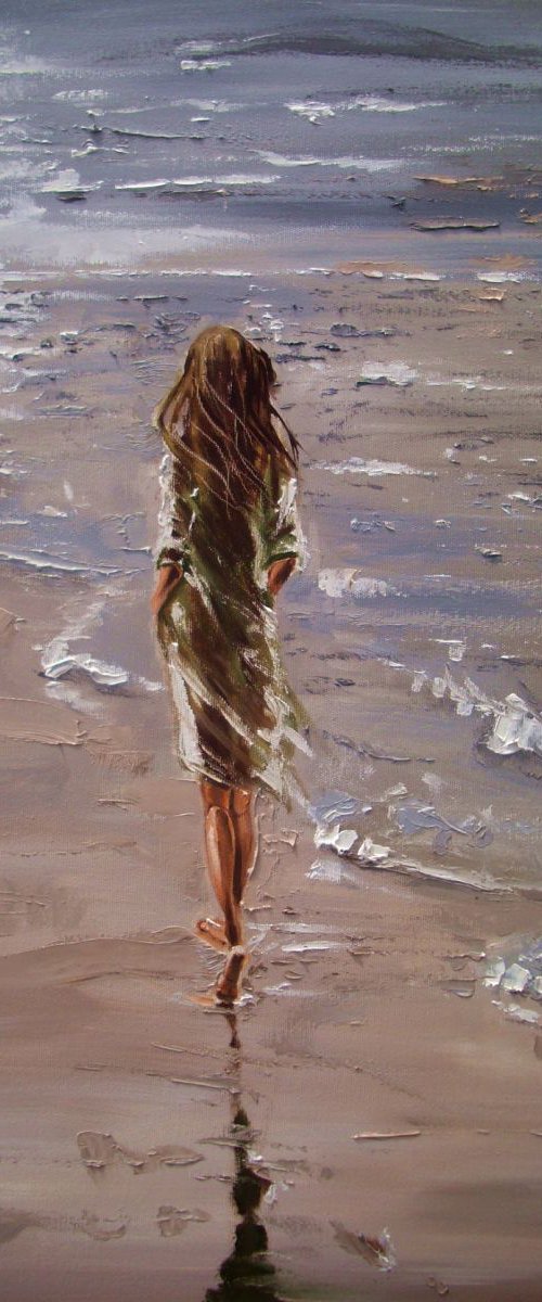 " HARMONY ... " SEA original painting palette knife GIFT MODERN URBAN ART OFFICE ART DECOR HOME DECOR GIFT IDEA by Monika Luniak