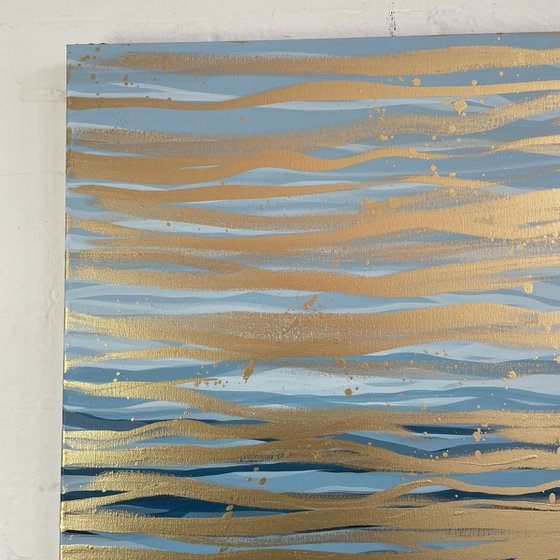 Golden Current - 152 x 101 cm - metallic gold paint and acrylic on canvas