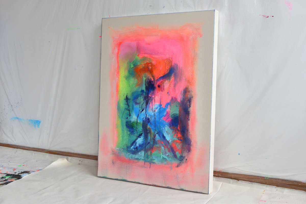 Abstract Acrylic Painting By Sebastian Merk, 24 X 31", Love Story, Original Artwork