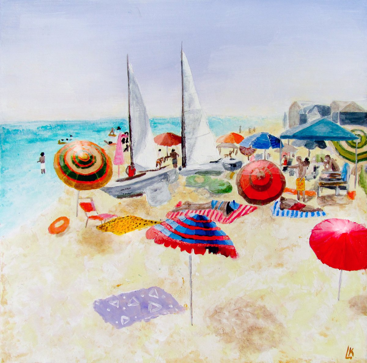 Sails on the beach by Ludmila Kovalenko