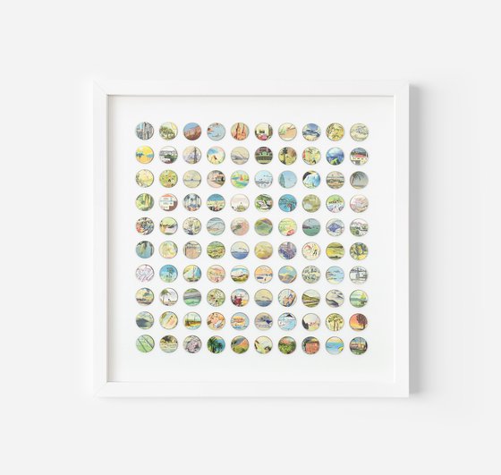 One Hundred Vintage Encyclopedia 3D Dots Collage