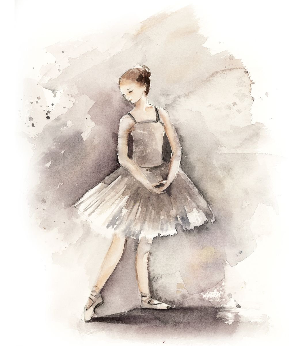 Little ballerina in dusty pink and grey n.4 by Sophie Rodionov
