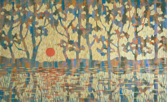 Pine Reflections at Sunset