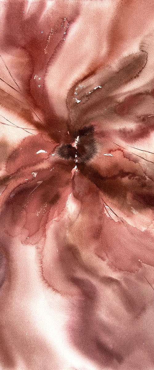 Brown abstract flower by Olga Grigo
