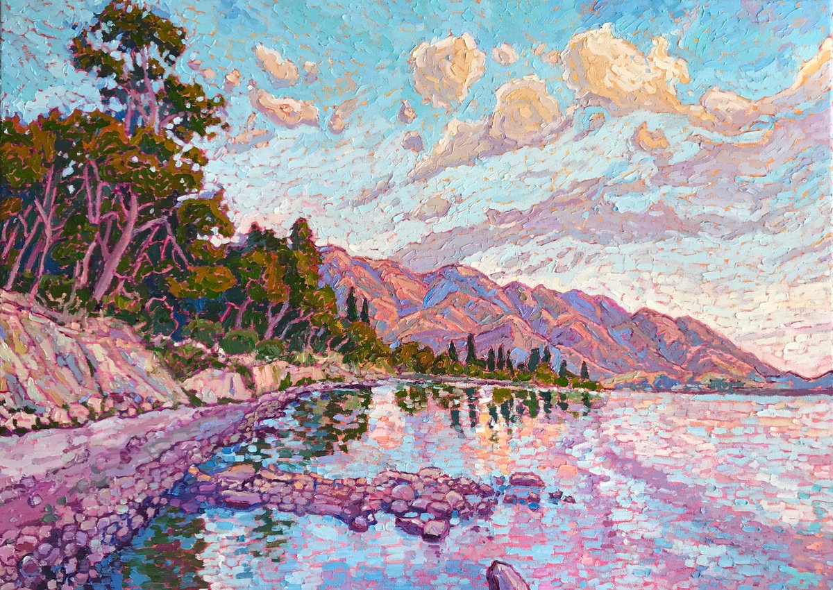 Expressive Oil Painting , Evening Bay By Natalia Bessmertnova, 28 X 20, Artwork For Sale On Artfinder