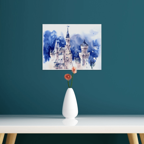 "Neuschwanstein Castle" original watercolor work