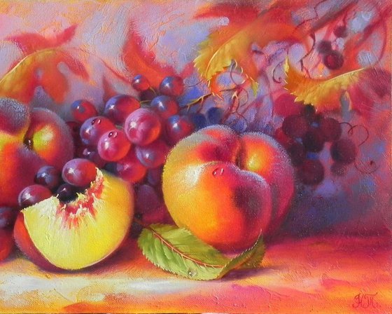 "Still life with peaches"