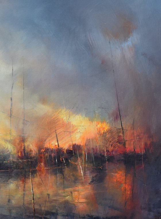 " Harbor of destroyed dreams - Morning After .... " W 125 x H 100 cm