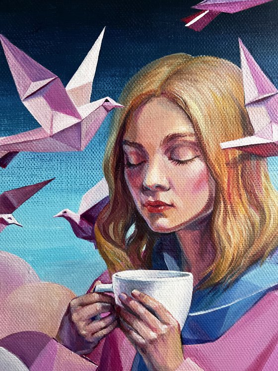 Morning. In pink clouds.