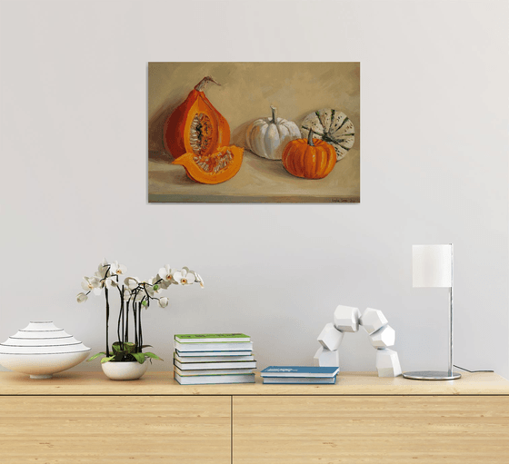 Orange hokkaido pumpkin still life