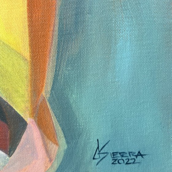 Whimsical Colorful Geometric Horse Painting