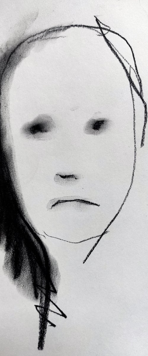 FACE Study Sketch, charcoal on paper by Lionel Le Jeune