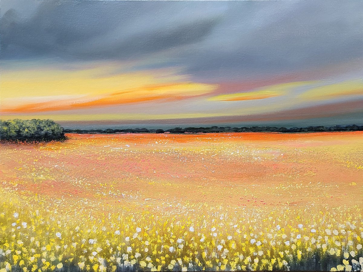 Impressionistic Landscape Oil Painting By Faith Patterson, 24 X 18, Meadow Grandeur, Original Artwork