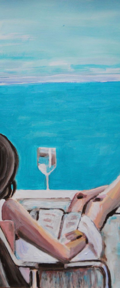 Woman with a book  / 42 x 29.7 cm by Alexandra Djokic