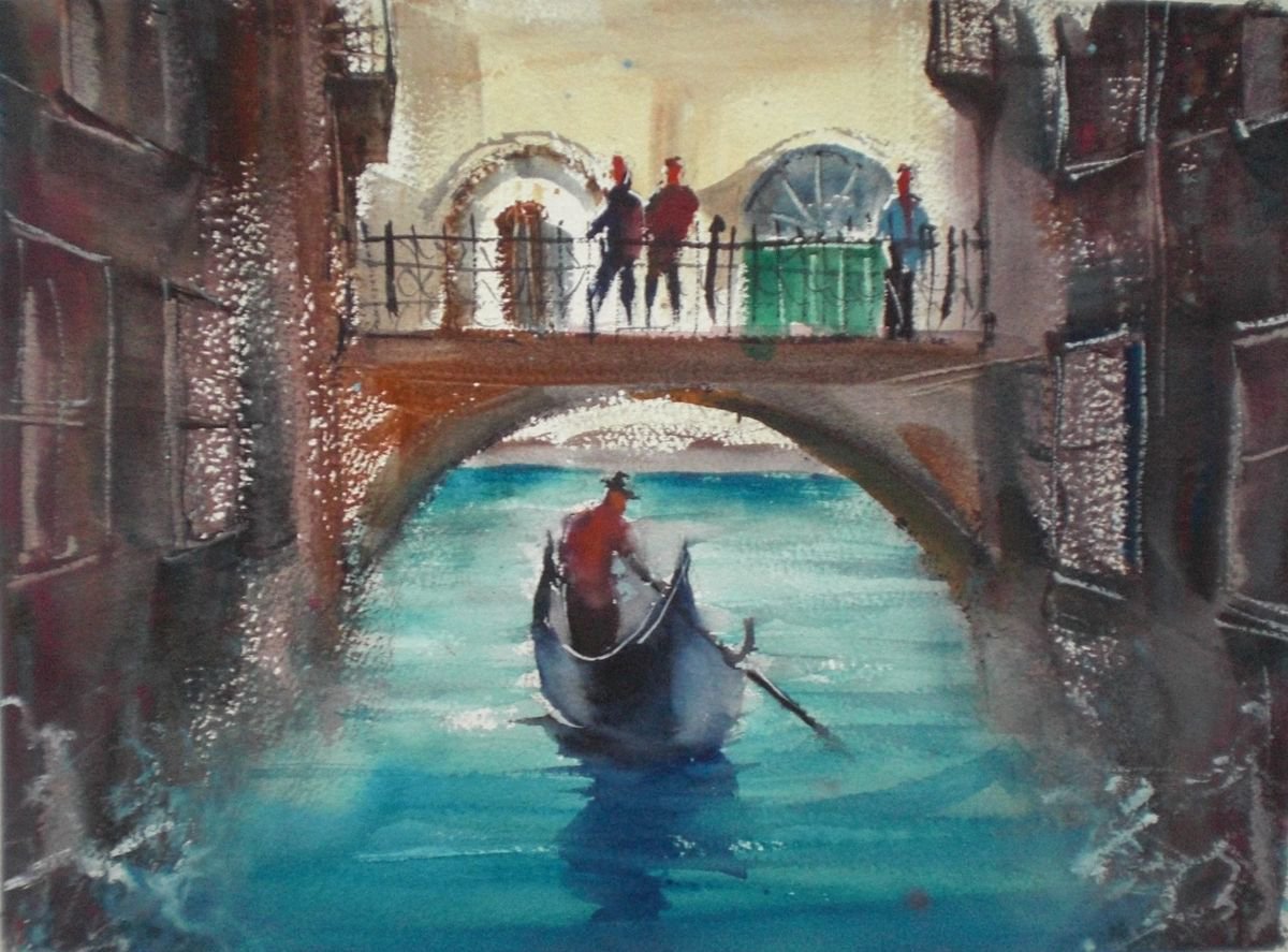 Expressive Cityscapes Watercolour By Giorgio Gosti, 14 X 10, Venice 32, Original Artwork