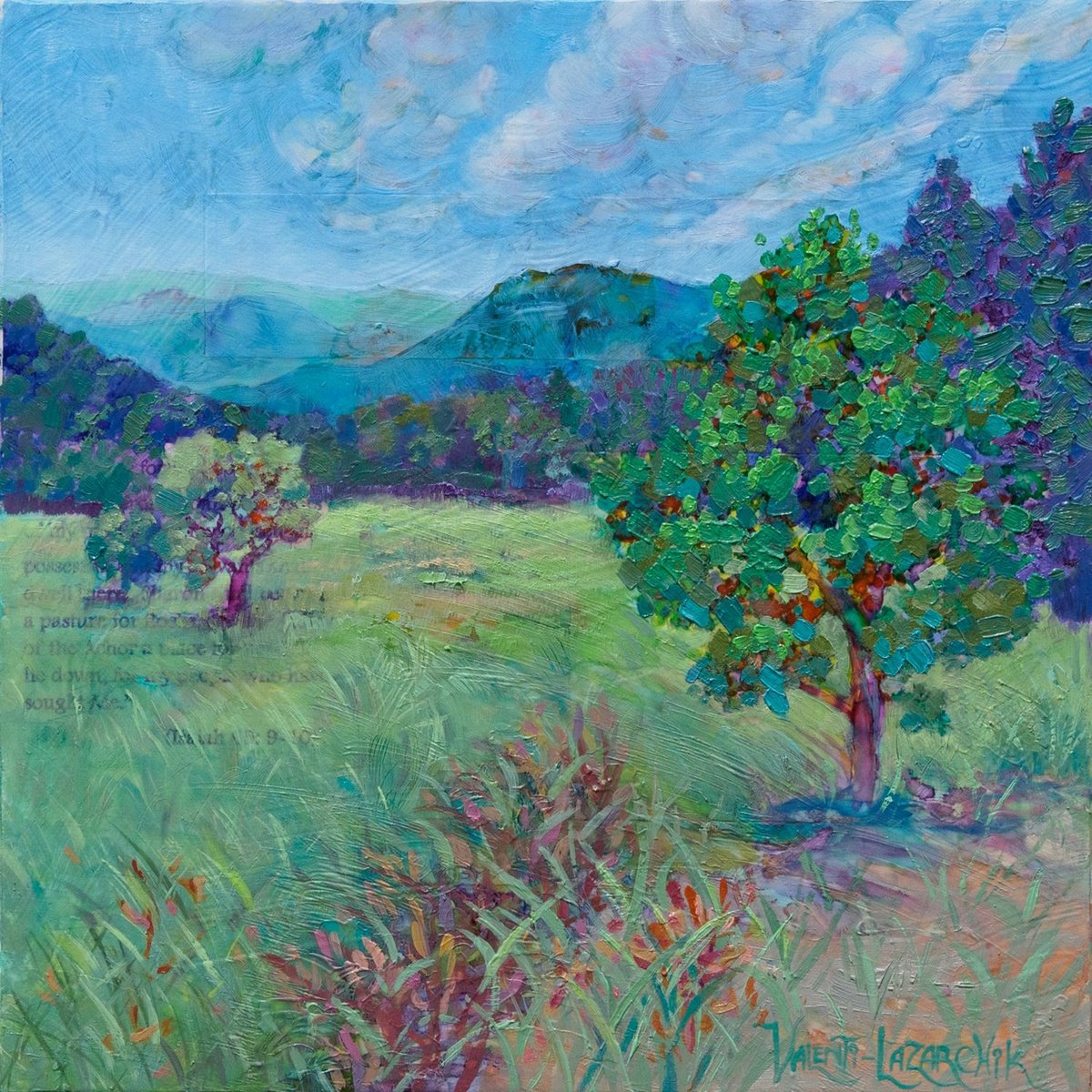 Impressionistic Landscape Painting By Gina Valenti-Lazarchik, 12 X 12, Echoes Of Eden #3, Original Artwork