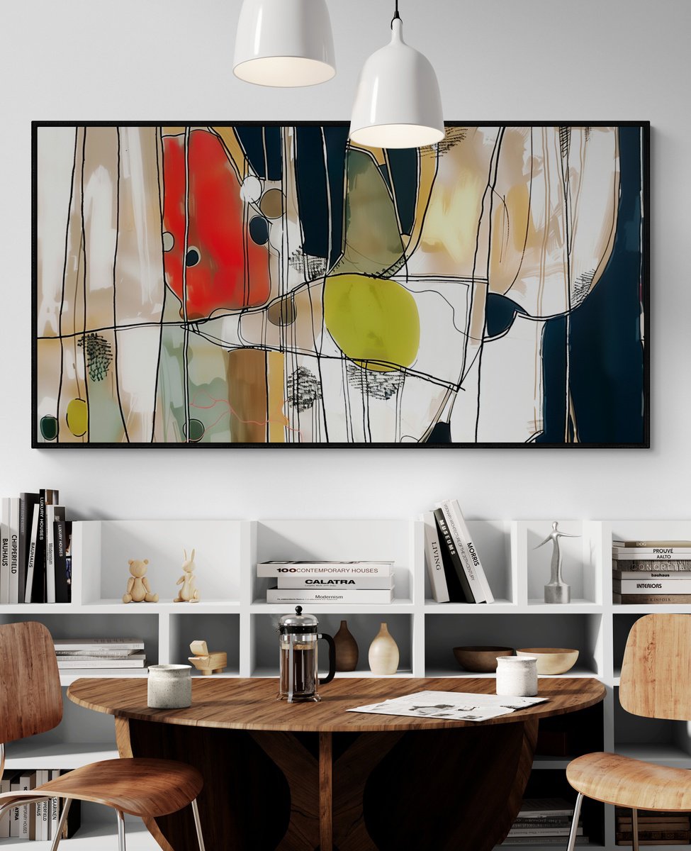 Abstract Acrylic Painting By V+V Kniazievi, 79 X 39", Summer Fantasies #9, Original Artwork