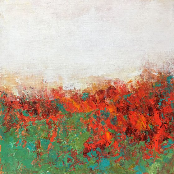 Red Poppies modern landscape flower field