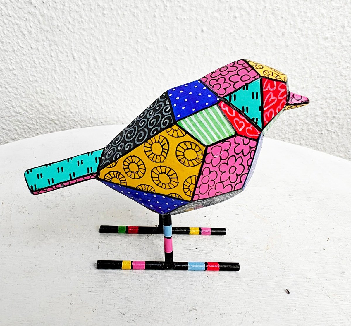 Urban And Pop Animal Sculpture By Vio Valova, 5 X 4", Little Bird, Original Artwork
