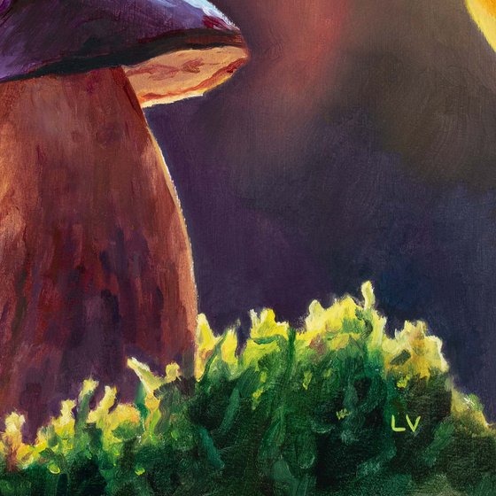 Fairytale snail on a mushroom