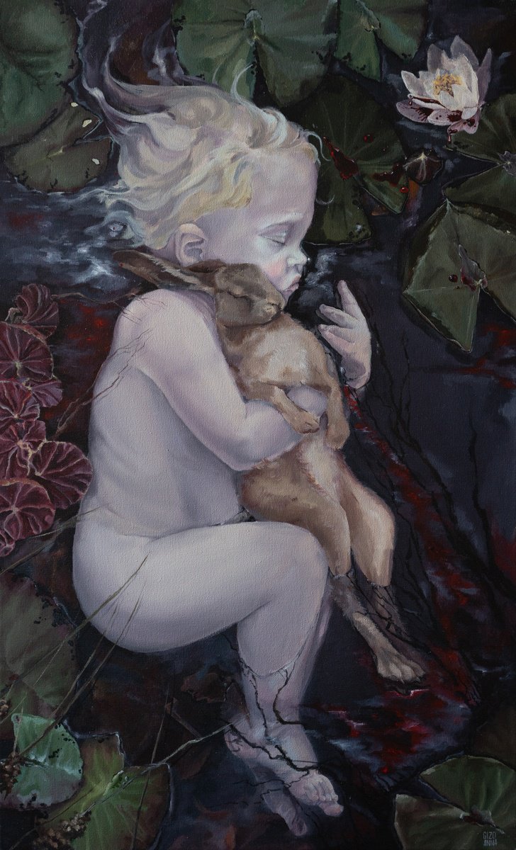 Surrealistic Portrait Oil Painting By Anna Gizo, 22 X 35, Melpomene, Original Artwork