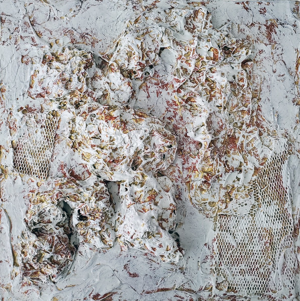 Abstract Relief By Joyce Fournier, 12 X 12", Formations Ii (Wall Sculpture), Original Artwork