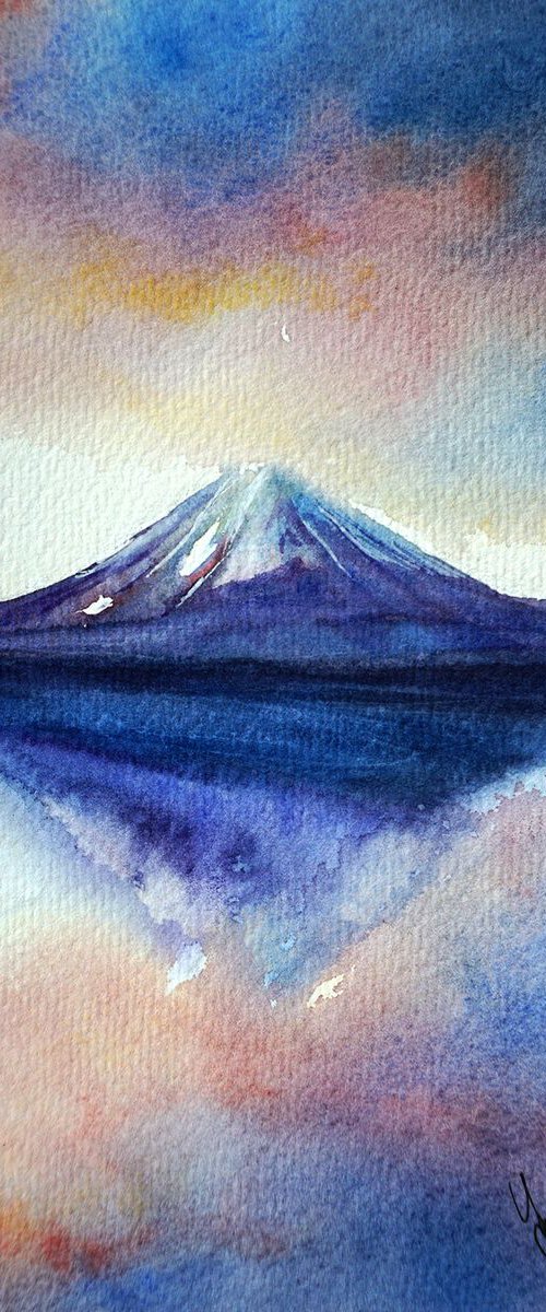 Mountain Fuji ORIGINAL Watercolor Artwork by Yana Shvets