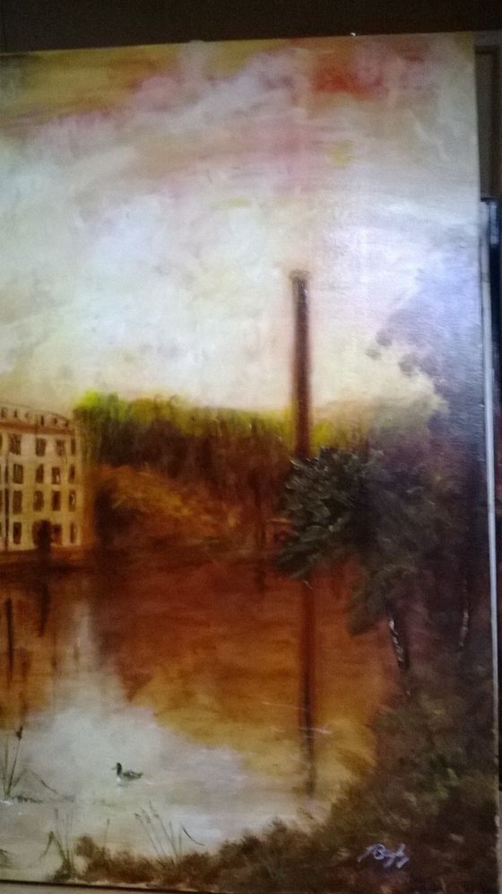 Cotten Mills (Oil on canvas 39x39 inch)